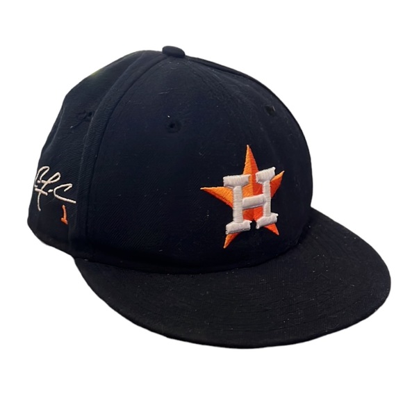 New Era 59 Fifty Fitted Houston Astros Baseball Hat 6 3/4 with Carlos Correa sig - Picture 1 of 10